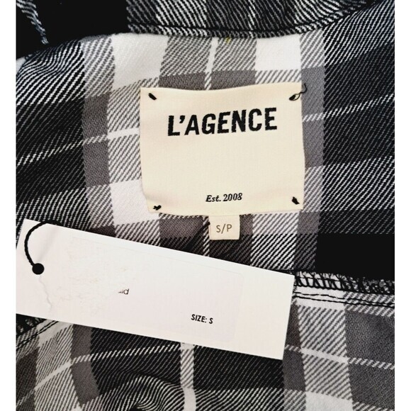 L' AGENCE Celine Soft Jean Denim Jacket Black White‎ Size Small - Picture 6 of 7